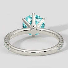 Afbeelding in Gallery-weergave laden, 6-punts ronde Paraiba ring met diamanten accenten