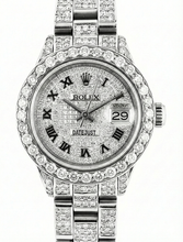 Afbeelding in Gallery-weergave laden, Rolex Datejust Dameshorloge Volledig Diamanten Armband 12 Karaat