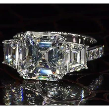 Afbeelding in Gallery-weergave laden, 6 Karaat Asscher Echt Diamanten Ring