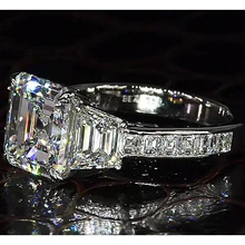 Afbeelding in Gallery-weergave laden, 6 Karaat Asscher Echt Diamanten Ring