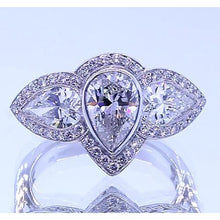 Afbeelding in Gallery-weergave laden, 6 Karaat Peer Echt Diamanten Jubileum Ring Vintage Stijl Wit Goud 14K