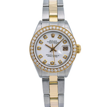Afbeelding in Gallery-weergave laden, Datumjust Rolex dameshorloge tweekleurige Oester-armband met diamanten wijzerplaat