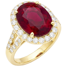 Afbeelding in Gallery-weergave laden, echte round robijn 6.50karaat ring close-up detail