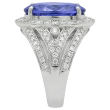 Afbeelding in Gallery-weergave laden, 6,55 karaats centrum ovale tanzaniet fancy ring wit goud 14K