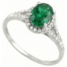 Afbeelding in Gallery-weergave laden, 6,75 karaat groene smaragd en Natuurlijke echte diamanten ( niet in een laboratorium gekweekt ) ring wit goud 14K