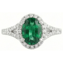 Afbeelding in Gallery-weergave laden, 6,75 karaat groene smaragd en Natuurlijke echte diamanten ( niet in een laboratorium gekweekt ) ring wit goud 14K