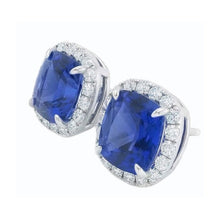 Afbeelding in Gallery-weergave laden, 6.80 Karaat Saffier En IGI GECERTIFICEERDE Diamanten Lady Studs Oorbel Witgoud 14K