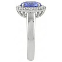 Afbeelding in Gallery-weergave laden, Trouwring met 7.50 Ct ovale tanzaniet en natuurlijke uit de aarde gewonnen diamanten, 14K witgoud