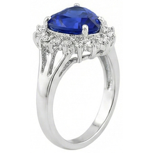 Afbeelding in Gallery-weergave laden, Ring met 7.61 Ct hartvormige blauwe saffier uit Sri Lanka en natuurlijke uit de aarde gewonnen diamanten