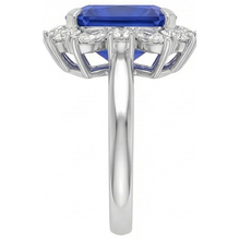 Afbeelding in Gallery-weergave laden, 7 Karaat Blauwe Asscher Saffier IGI GECERTIFICEERDE Diamanten Ring