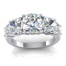 Afbeelding in Gallery-weergave laden, 7 Karaats Kussen Natuurlijk Diamanten Gouden Verlovingsring Met Accenten