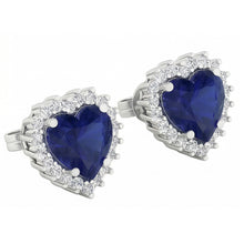 Afbeelding in Gallery-weergave laden, 7 Karaat Blauwe Saffier & Ronde IGI GECERTIFICEERDE Diamanten Lady Studs Oorbel Witgoud
