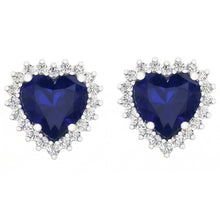 Afbeelding in Gallery-weergave laden, 7 Karaat Blauwe Saffier & Ronde IGI GECERTIFICEERDE Diamanten Lady Studs Oorbel Witgoud