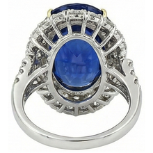 Afbeelding in Gallery-weergave laden, Ring met 7 Ct Ovale Sri Lanka Kleur Blauwe Saffier en IGI GECERTIFICEERDE Diamanten Witgoud 14K
