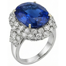 Afbeelding in Gallery-weergave laden, Ring met 7 Ct Ovale Sri Lanka Kleur Blauwe Saffier en IGI GECERTIFICEERDE Diamanten Witgoud 14K