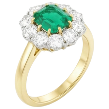 Afbeelding in Gallery-weergave laden, 7 karaat groene smaragd Natuurlijke echte diamanten ( niet in een laboratorium gekweekt ) trouwring goud 14K
