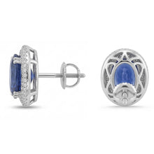 Afbeelding in Gallery-weergave laden, 7 Karaat Saffier En IGI GECERTIFICEERDE Diamanten Dames Oorknoppen Witgoud 14K