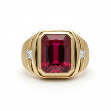 Afbeelding in Gallery-weergave laden, Duivenbloed Robijn Mannen Ring 7,20-karaat 10K Yellow Gold – hoofdaanzicht