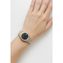 Afbeelding in Gallery-weergave laden, Rolex dame Datumjust 18K geelgouden stalen blauwe wijzerplaat 31 mm horloge