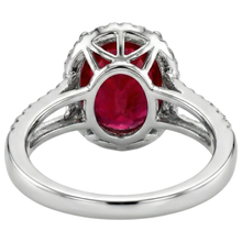 Afbeelding in Gallery-weergave laden, 7,50 ct Natuurlijke echte diamant ( niet in het laboratorium gekweekt ) en rode robijn edelsteen ring sieraden 14k wit goud 14k