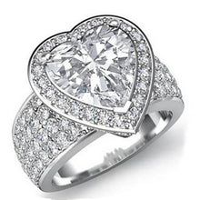Afbeelding in Gallery-weergave laden, 7,50 Karaat Hart Echt Diamanten Halo Ring Wit Goud 14K