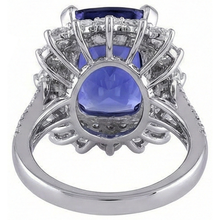 Afbeelding in Gallery-weergave laden, echte round tanzaniet 7.75karaat ring met diamantaccenten