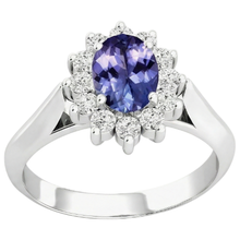Afbeelding in Gallery-weergave laden, echte round tanzaniet 8.25karaat ring close-up detail