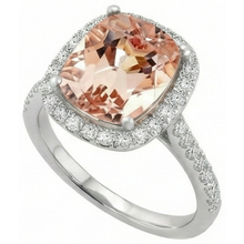 Afbeelding in Gallery-weergave laden, 8.75 ct sprankelende Morganite en Natuurlijke echte diamanten ( niet in een laboratorium gekweekt ) ring wit goud 14k