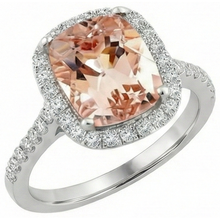 Afbeelding in Gallery-weergave laden, 8.75 ct sprankelende Morganite en Natuurlijke echte diamanten ( niet in een laboratorium gekweekt ) ring wit goud 14k