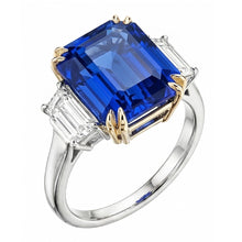 Afbeelding in Gallery-weergave laden, 8 Karaat Blauwe Saffier En IGI GECERTIFICEERDE Diamanten Ring
