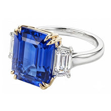 Afbeelding in Gallery-weergave laden, 8 Karaat Blauwe Saffier En IGI GECERTIFICEERDE Diamanten Ring