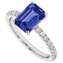 Afbeelding in Gallery-weergave laden, 8 Karaat Blauwe Saffier Ring Met Natuurlijke uit de a aarde gewonnen Diamanten