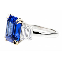 Afbeelding in Gallery-weergave laden, 8 Karaat Blauwe Saffier En IGI GECERTIFICEERDE Diamanten Ring