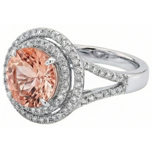 Afbeelding in Gallery-weergave laden, 8 ct Morganite Halo Natuurlijke echte diamanten ( niet in een laboratorium gekweekt ) ring wit goud 14K nieuw