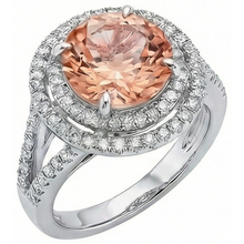 Afbeelding in Gallery-weergave laden, 8 ct Morganite Halo Natuurlijke echte diamanten ( niet in een laboratorium gekweekt ) ring wit goud 14K nieuw