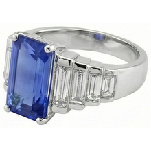 Afbeelding in Gallery-weergave laden, 8 Karaat Sri Lanka Kleur Saffier IGI GECERTIFICEERDE Diamanten Ring Witgoud 14K