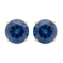 Afbeelding in Gallery-weergave laden, IGI GECERTIFICEERD 8 Karaat Rond Ceylon Kleur Blauwe Saffier Oorknopjes Geelgoud