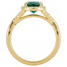 Afbeelding in Gallery-weergave laden, Ring met 8 Karaat Groene Smaragd GIA Steen en Natuurlijke uit de aarde gewonnen Diamanten Sieraden 14K Geelgoud