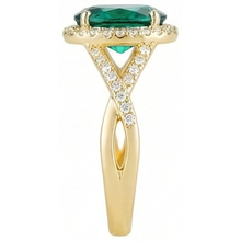 Afbeelding in Gallery-weergave laden, Ring met 8 Karaat Groene Smaragd GIA Steen en Natuurlijke uit de aarde gewonnen Diamanten Sieraden 14K Geelgoud