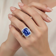 Afbeelding in Gallery-weergave laden, 8.81 Karaat Radiant Ceylonese Kleur Saffier En IGI GECERTIFICEERDE Diamanten Verlovingsring