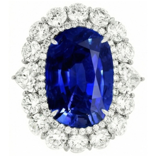 Afbeelding in Gallery-weergave laden, 8.50 Karaat Blauwe Saffier Natuurlijke uit de aarde gewonnen Diamanten Trouwring Witgoud 14K
