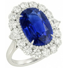 Afbeelding in Gallery-weergave laden, 8.50 Karaat Blauwe Saffier Natuurlijke uit de aarde gewonnen Diamanten Trouwring Witgoud 14K