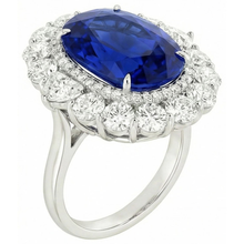 Afbeelding in Gallery-weergave laden, 8.50 Karaat Blauwe Saffier Natuurlijke uit de aarde gewonnen Diamanten Trouwring Witgoud 14K