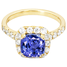 Afbeelding in Gallery-weergave laden, 9.00 Ct Tanzaniet en Natuurlijke uit de aarde gewonnen Diamanten Ring Geelgoud 14K