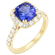 Afbeelding in Gallery-weergave laden, 9.00 Ct Tanzaniet en Natuurlijke uit de aarde gewonnen Diamanten Ring Geelgoud 14K