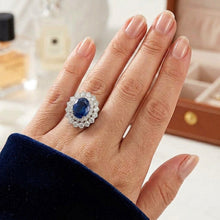 Afbeelding in Gallery-weergave laden, 9.75 Karaat Sri Lanka Blauwe Saffier Natuurlijke uit de aarde gewonnen Diamanten Jubileumring Witgoud