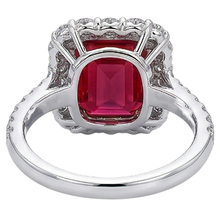 Afbeelding in Gallery-weergave laden, 9 Kt Rood Kussen Geslepen Robijn IGI GECERTIFICEERDE Diamanten Trouwring Tweekleurig Goud 14K