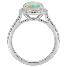 Afbeelding in Gallery-weergave laden, echte round opaal 9.40karaat ring met diamantaccenten