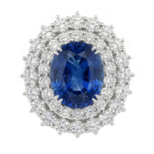 Afbeelding in Gallery-weergave laden, 9.75 Karaat Sri Lanka Blauwe Saffier Natuurlijke uit de aarde gewonnen Diamanten Jubileumring Witgoud