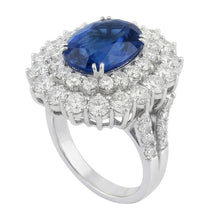 Afbeelding in Gallery-weergave laden, 9.75 Karaat Sri Lanka Blauwe Saffier Natuurlijke uit de aarde gewonnen Diamanten Jubileumring Witgoud